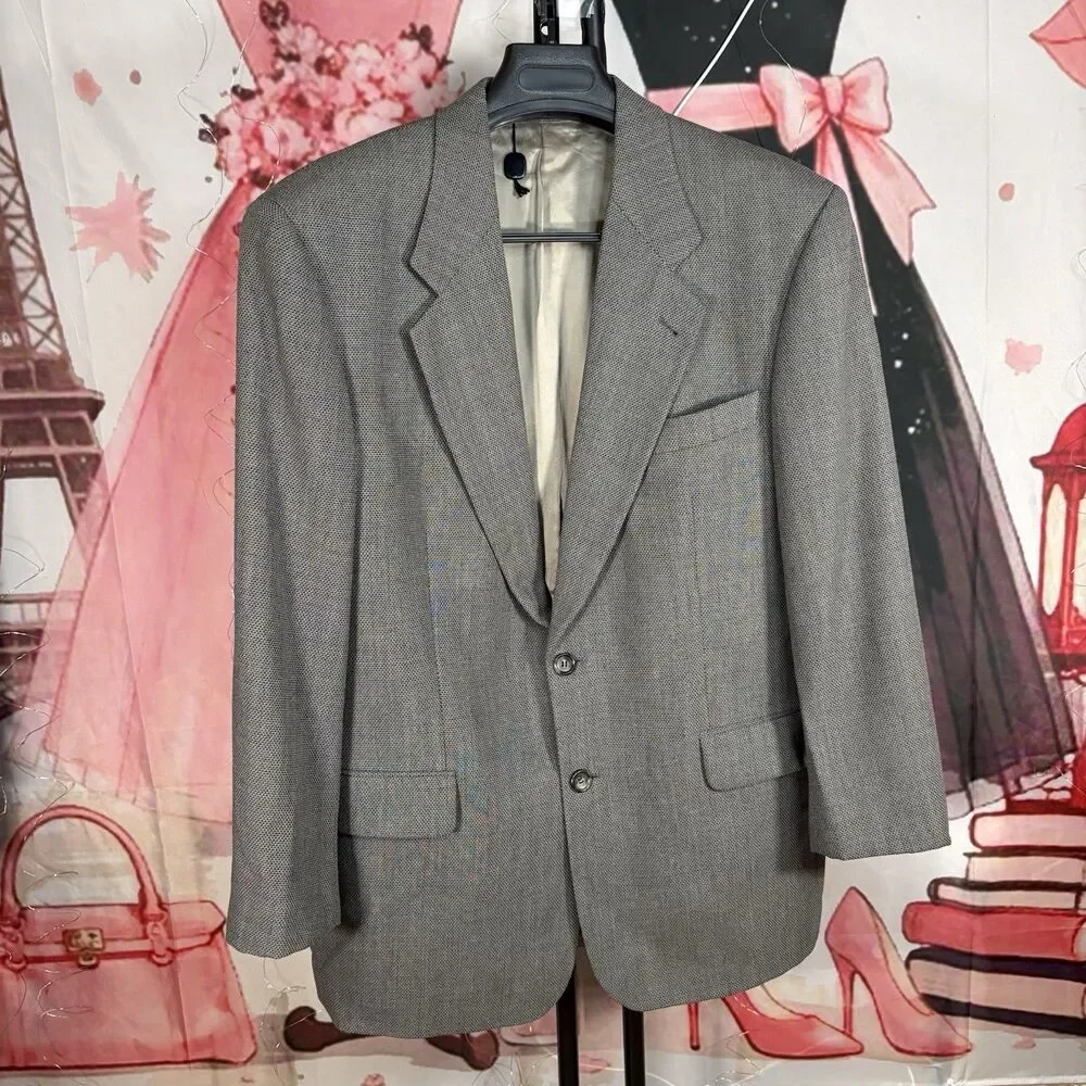 Hugo Boss Blazer Men's Gray Wool Herringbone 2 Button Sports Jacket